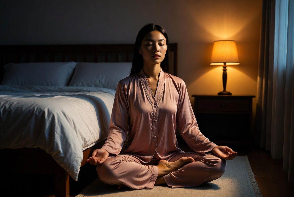 Thực hiện bài hít thở sâu và thư giãn trước khi ngủ